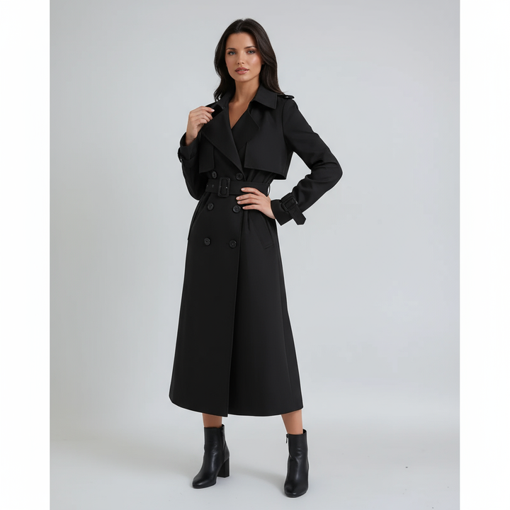 Trench de mujer con cinturón ajustable, abrigo de invierno elegante y funcional para cualquier estilo.