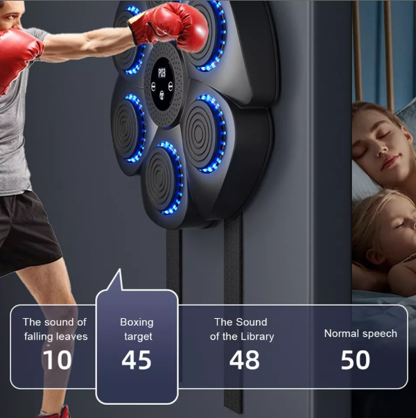 Sistema de almohadilla musical interactiva para entrenamiento de boxeo y fitness, perfecto para ejercicio en casa.
