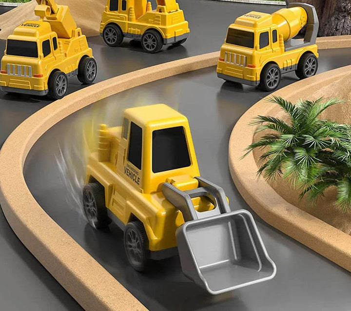 Juego de autos para niños con caja de almacenamiento integrada. Facilita la organización y transporte de juguetes.