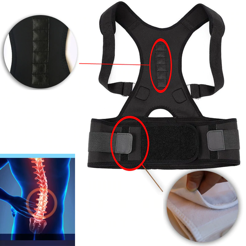 Corrector postural magnético ajustable para hombres y mujeres, espalda recta y sana.