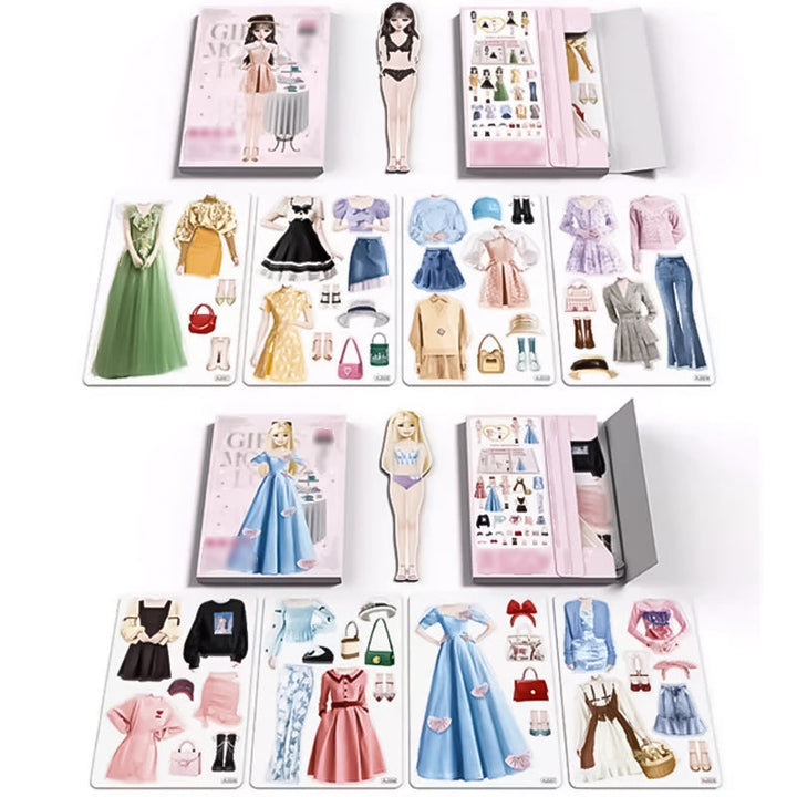 Muñeca de papel magnética y ropa, juguete educativo para desarrollo infantil.