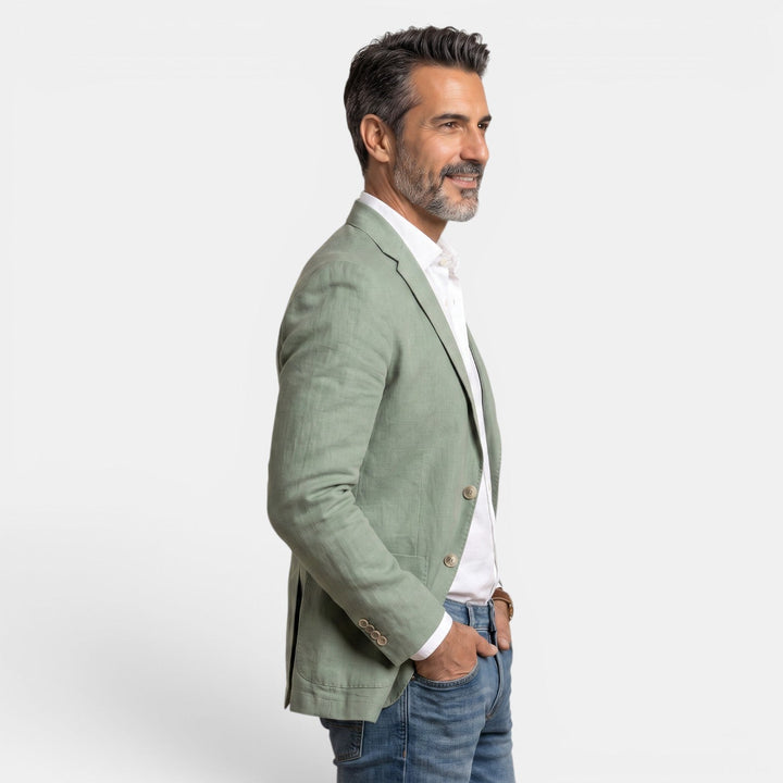 Moderna americana slim fit para hombre, blazer elegante y ligero para eventos de moda.