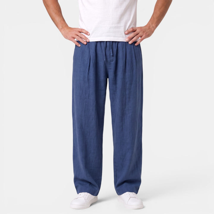 Pantalón de lino 100% transpirable para hombre, corte recto, fresco y muy cómodo para el calor.