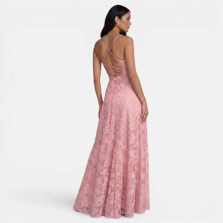 Vestido de noche ajustado para mujer con lazos, espalda abierta, moda elegante y sexy.