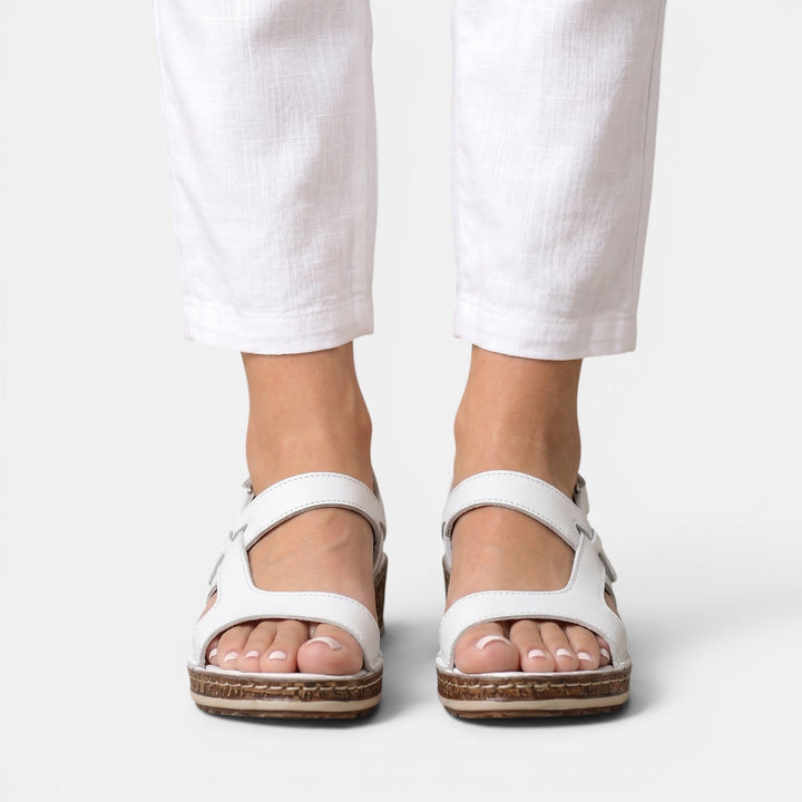 Sandalias ajustables de mujer con cuña ergonómica, soporte para el arco y diseño casual, perfectas para caminar.