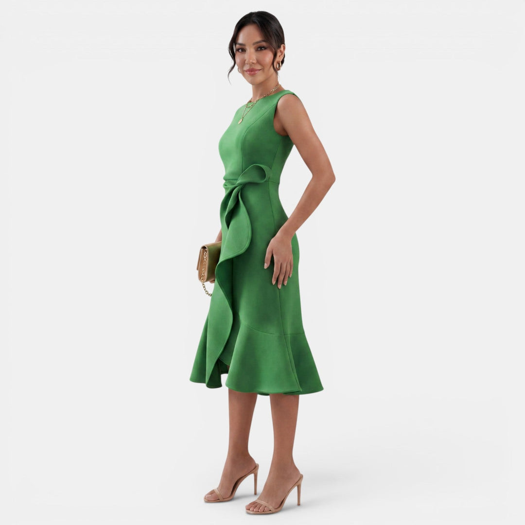 Vestido entallado midi para mujer, elegante y chic, con abertura lateral, perfecto para el verano.
