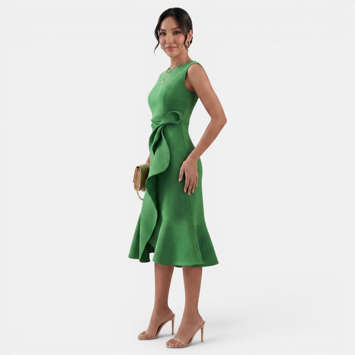Vestido entallado midi para mujer, elegante y chic, con abertura lateral, perfecto para el verano.