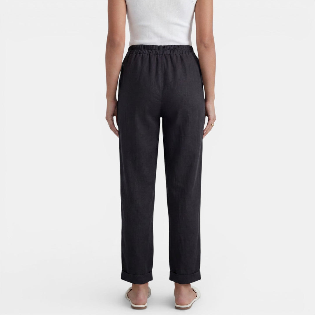 Pantalón de lino para mujer, cintura alta, fresco, versátil y cómodo, ideal para la moda de verano.