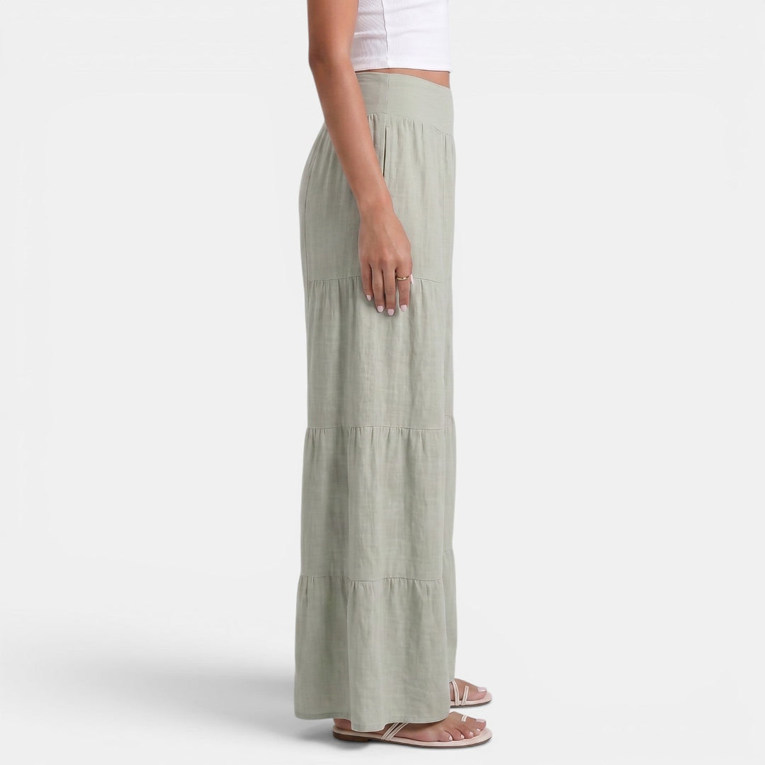 Pantalón de lino fresco y ancho para mujer, perfecto para la comodidad y moda de verano.