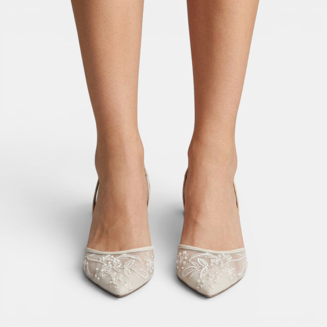 Sandalias de verano de tacón para mujer, con malla bordada, ideales para lucir elegante en eventos.
