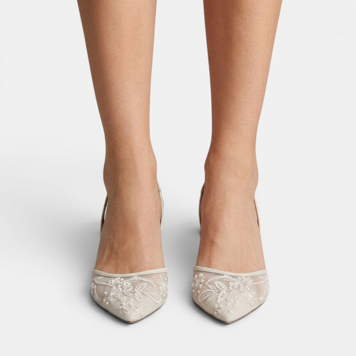 Sandalias de verano de tacón para mujer, con malla bordada, ideales para lucir elegante en eventos.