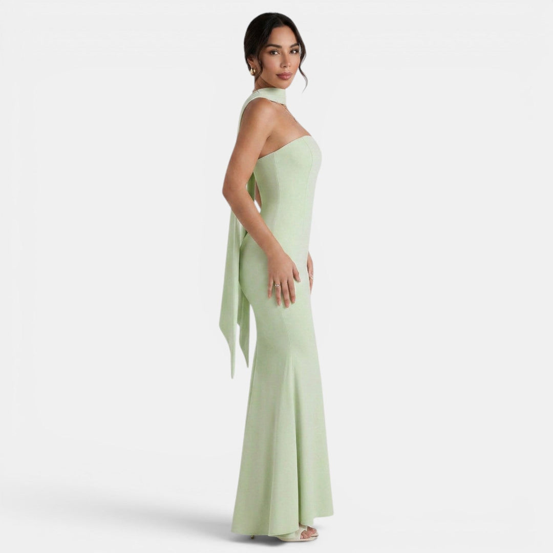 Vestido largo para mujer, estilo halter, ideal para cualquier evento, fiesta o celebración.