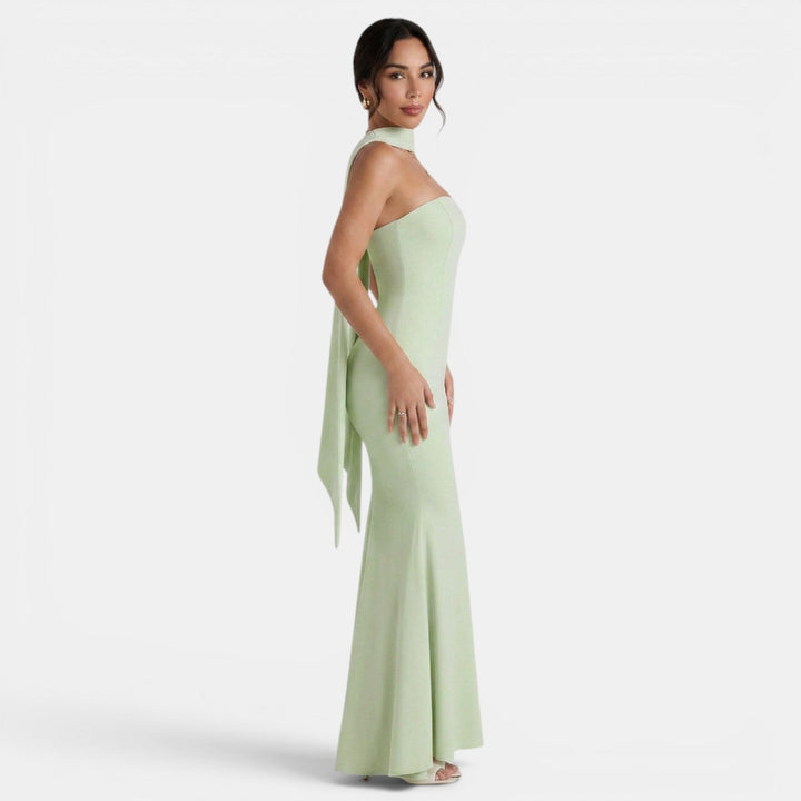 Vestido largo para mujer, estilo halter, ideal para cualquier evento, fiesta o celebración.