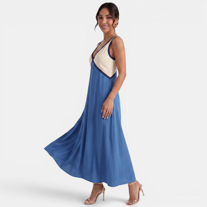 Cómodo vestido largo boho para mujer, diseño holgado y fluido, ideal para vacaciones de verano y la playa.