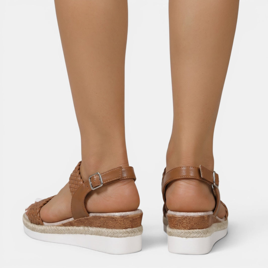 Sandalias de plataforma con detalle bordado, calzado femenino cómodo para mujer.