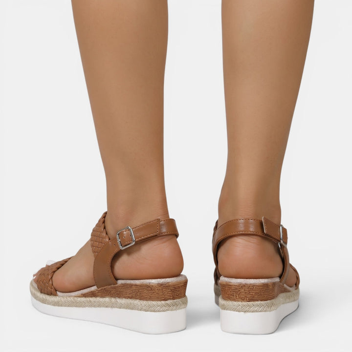 Sandalias de plataforma con detalle bordado, calzado femenino cómodo para mujer.