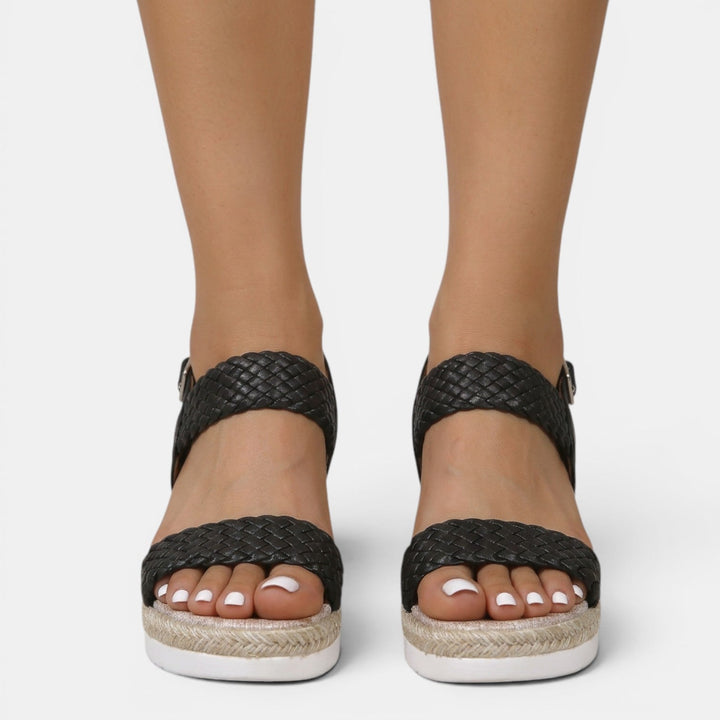 Sandalias de plataforma con bordado para mujer, calzado cómodo y elegante para paseos.
