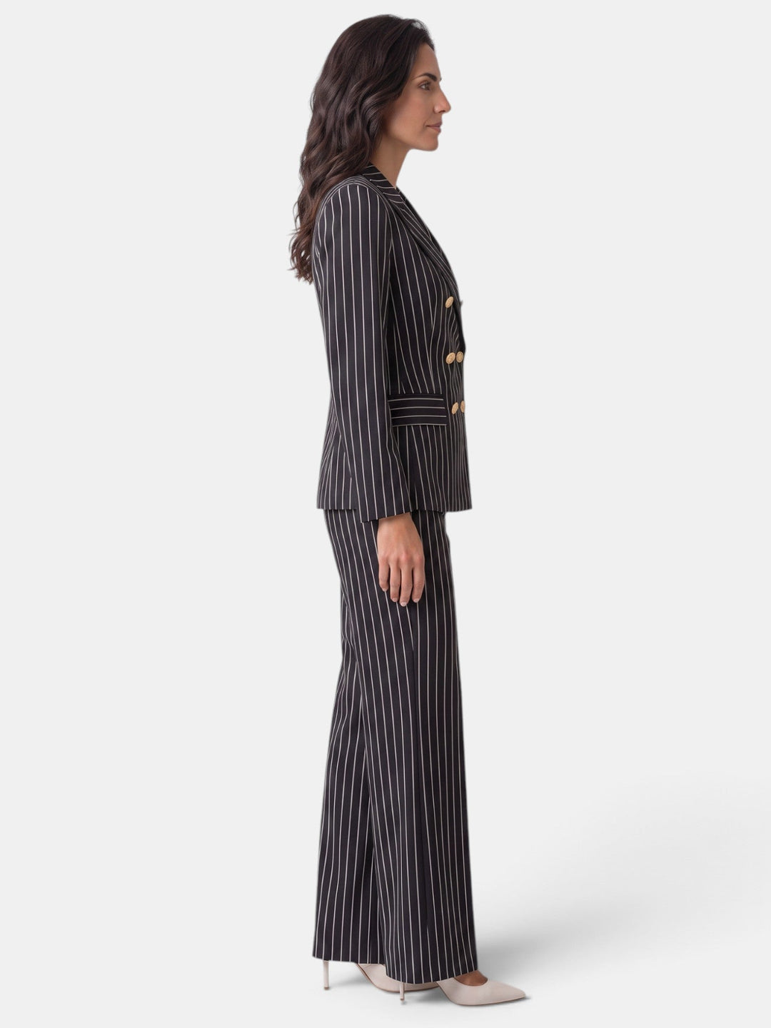 Blazer de mujer con raya diplomática, chaqueta elegante para ropa oficina y estilo profesional.
