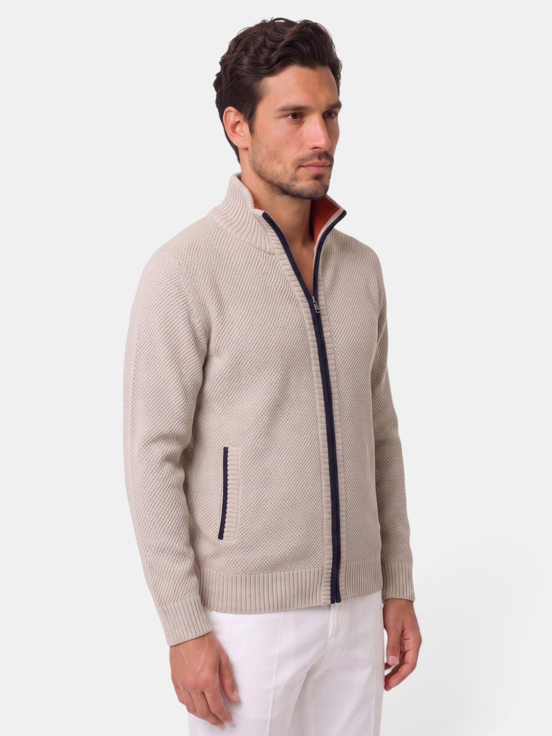 Abrigo de punto masculino afelpado, suéter casual para otoño e invierno.