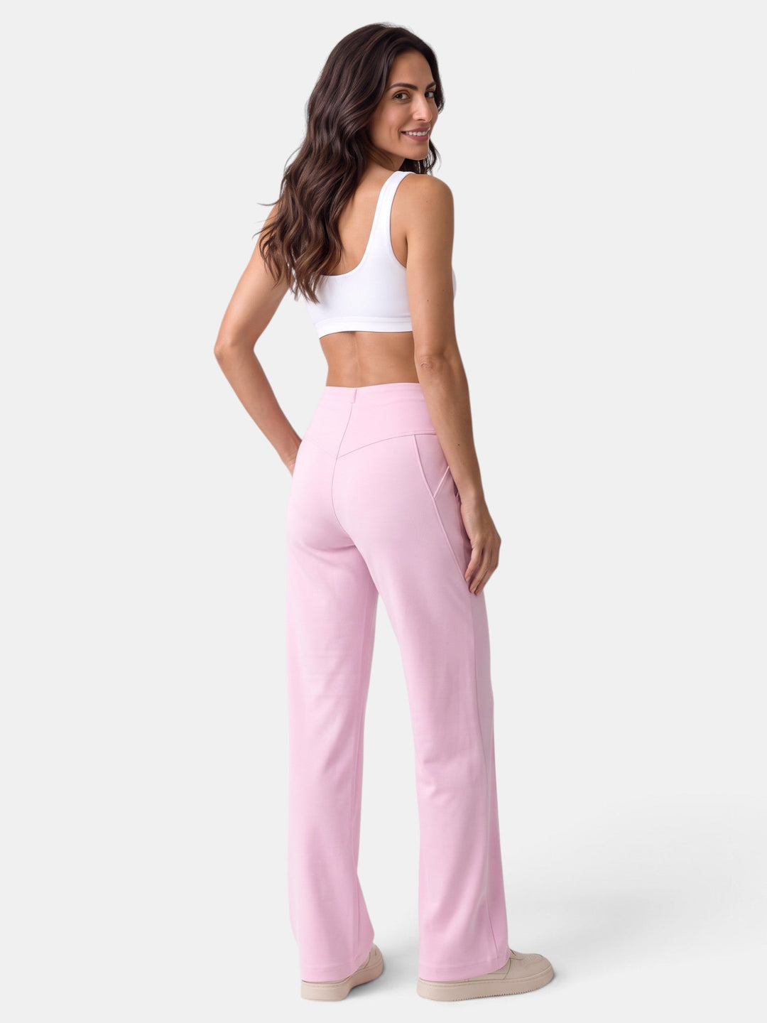 Ropa chic: Pantalón jogger de mujer cintura alta, versátil, casual y elegante.