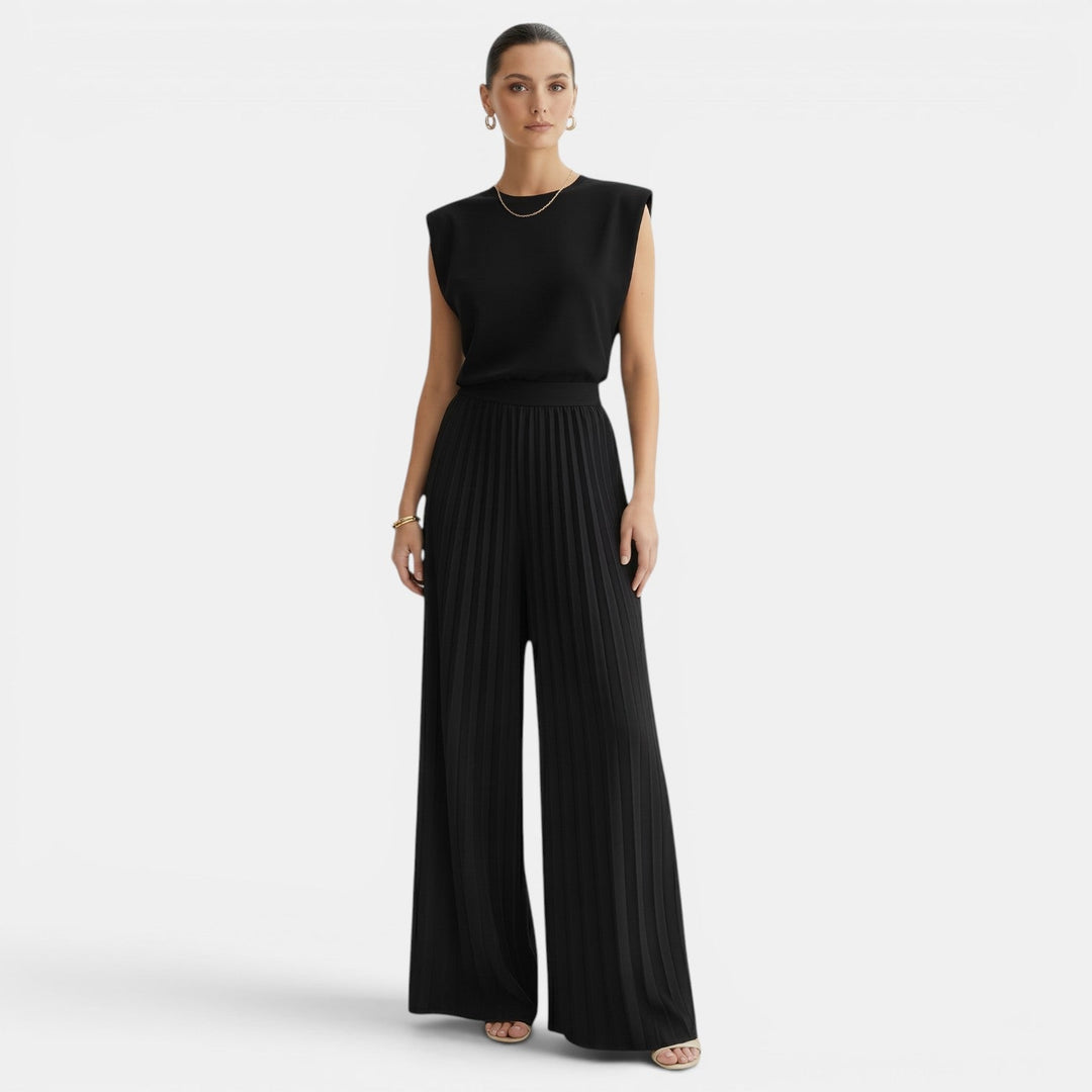 Conjunto de verano sin mangas para mujer, con pantalón wide leg plisado, fresco y muy cómodo.