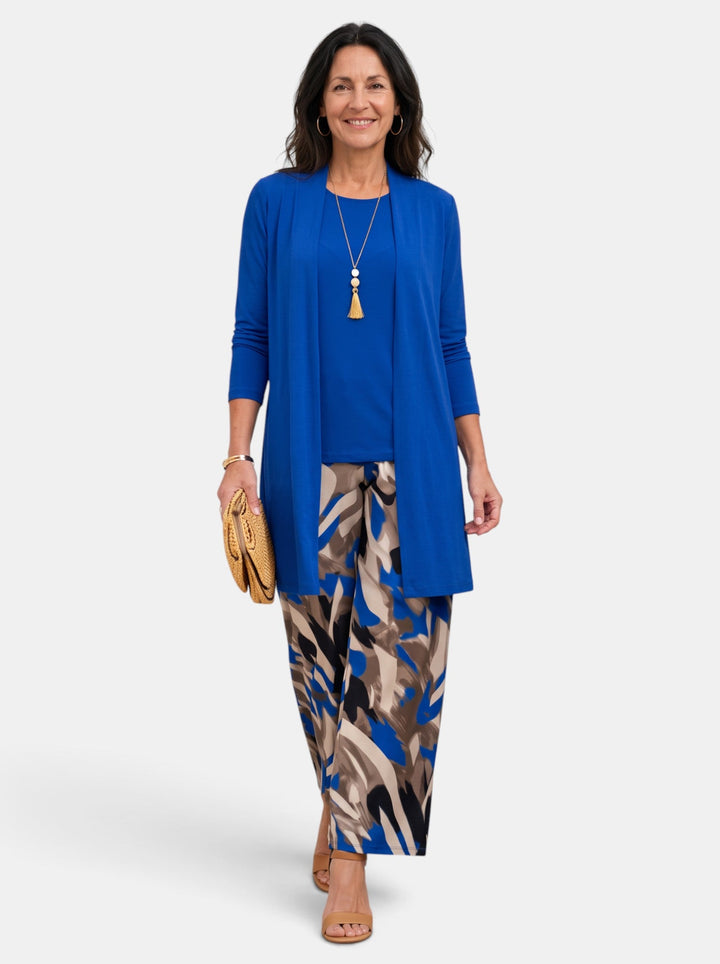 Elegante conjunto tropical de 3 piezas para mujer, con estampado vibrante, perfecto para un look casual de moda veraniega.