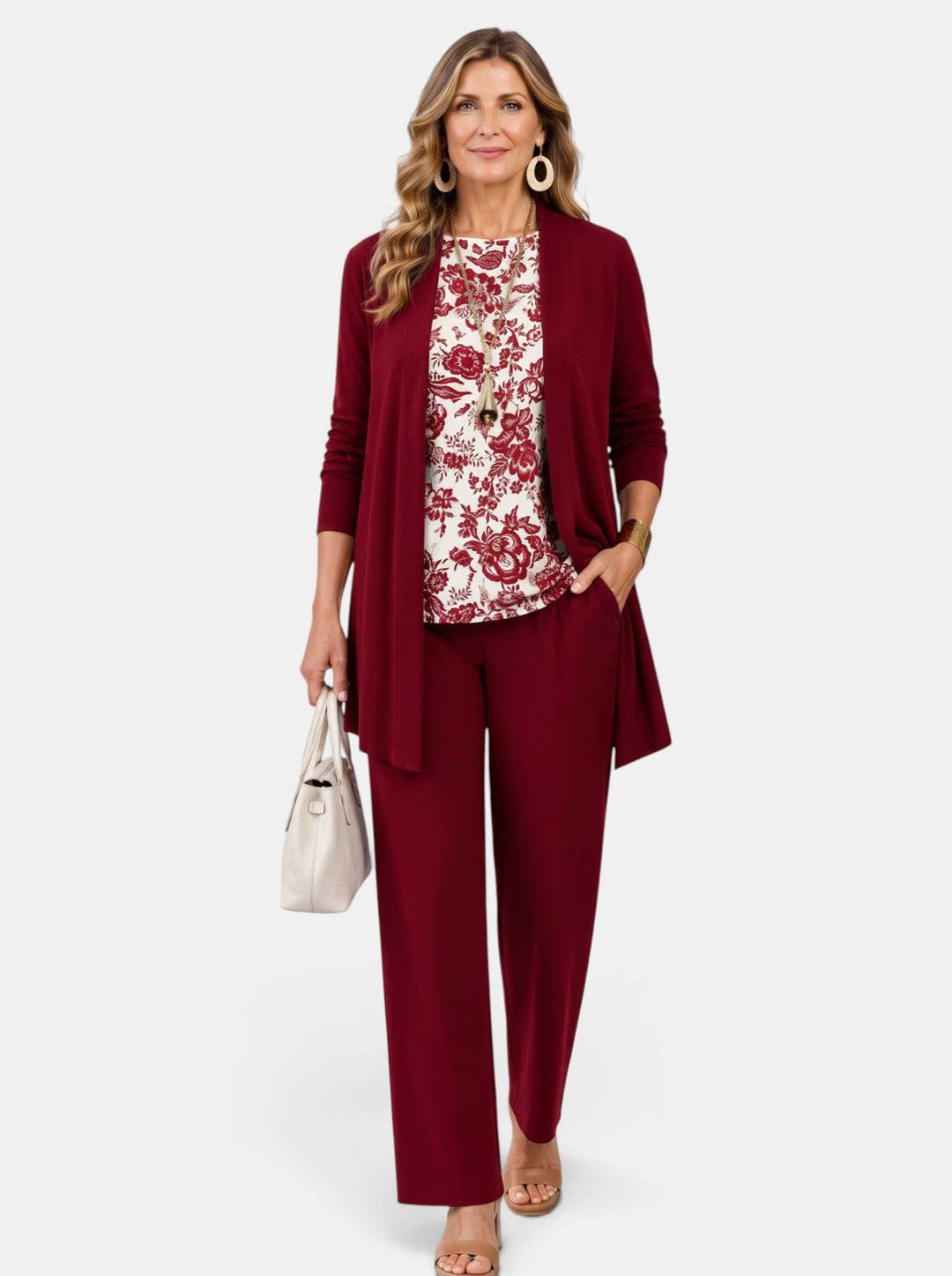 Versátil conjunto de 3 piezas tropical para mujer, look elegante casual, ideal para playa, vacaciones o eventos de verano.