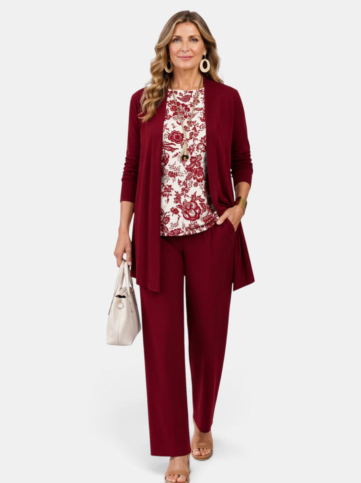 Versátil conjunto de 3 piezas tropical para mujer, look elegante casual, ideal para playa, vacaciones o eventos de verano.