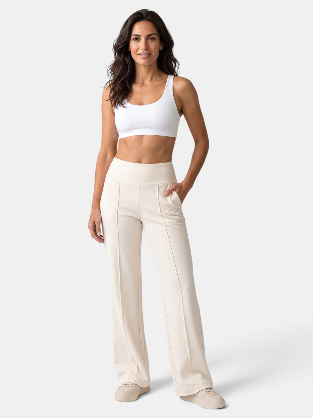 Pantalón jogger de mujer cintura alta elegante, ideal para un look chic y cómodo.