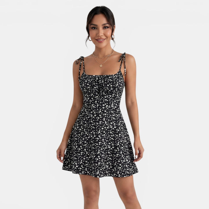 Vestido de playa floral A-line, ideal para mujer en verano. Estilo fresco, casual y moda femenina actual.