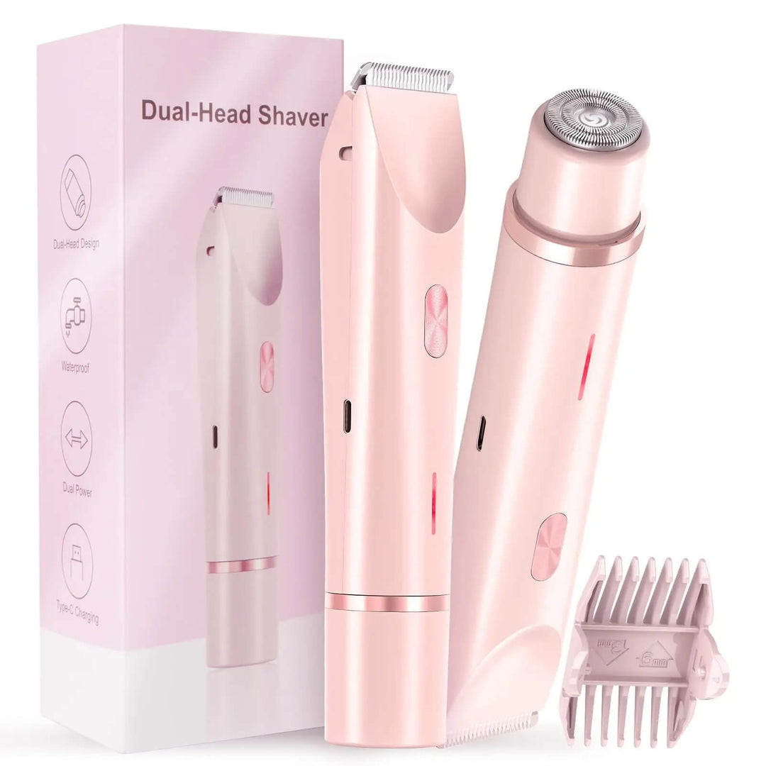 Afeitadora eléctrica 2 en 1 para mujer, depilación facial y corporal suave sin irritación, recargable y portátil.