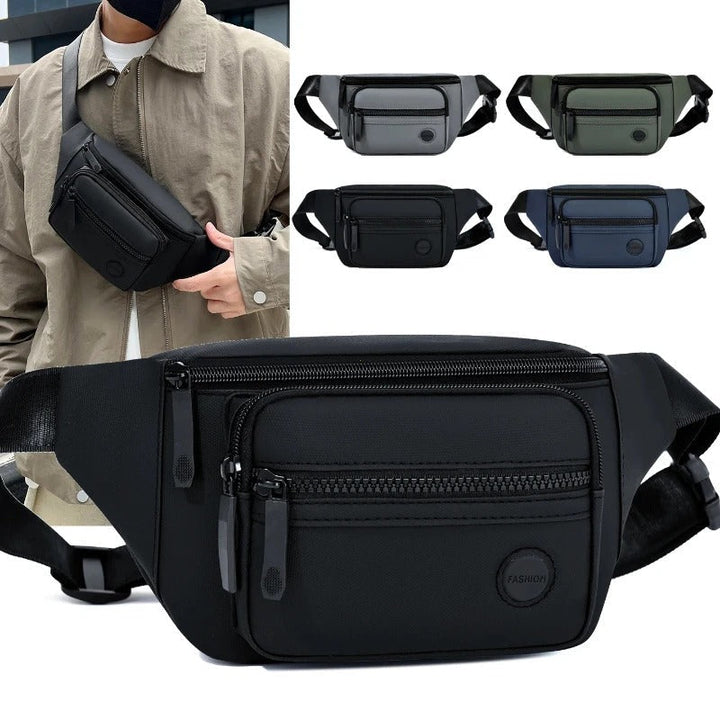 Riñonera multifuncional para hombre, resistente al agua, perfecta para viajes y deportes.