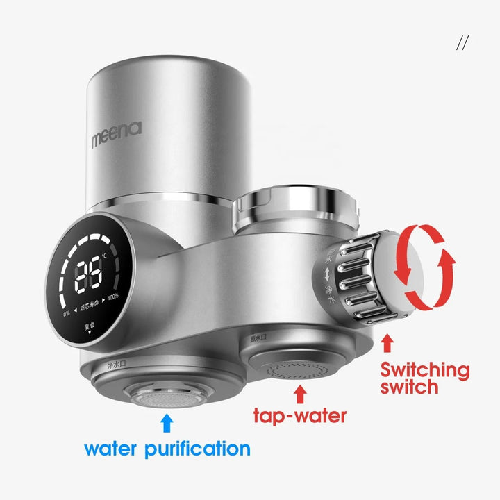 Purificador de agua de cocina con instalación sencilla. Grifo con agua potable filtrada al instante.