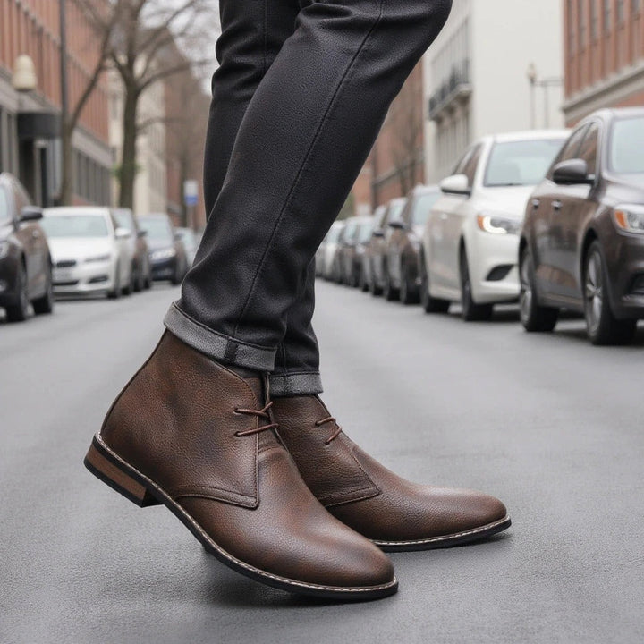 Elegantes zapatos de hombre marrones para la oficina. Calzado versátil de estilo clásico y vintage.