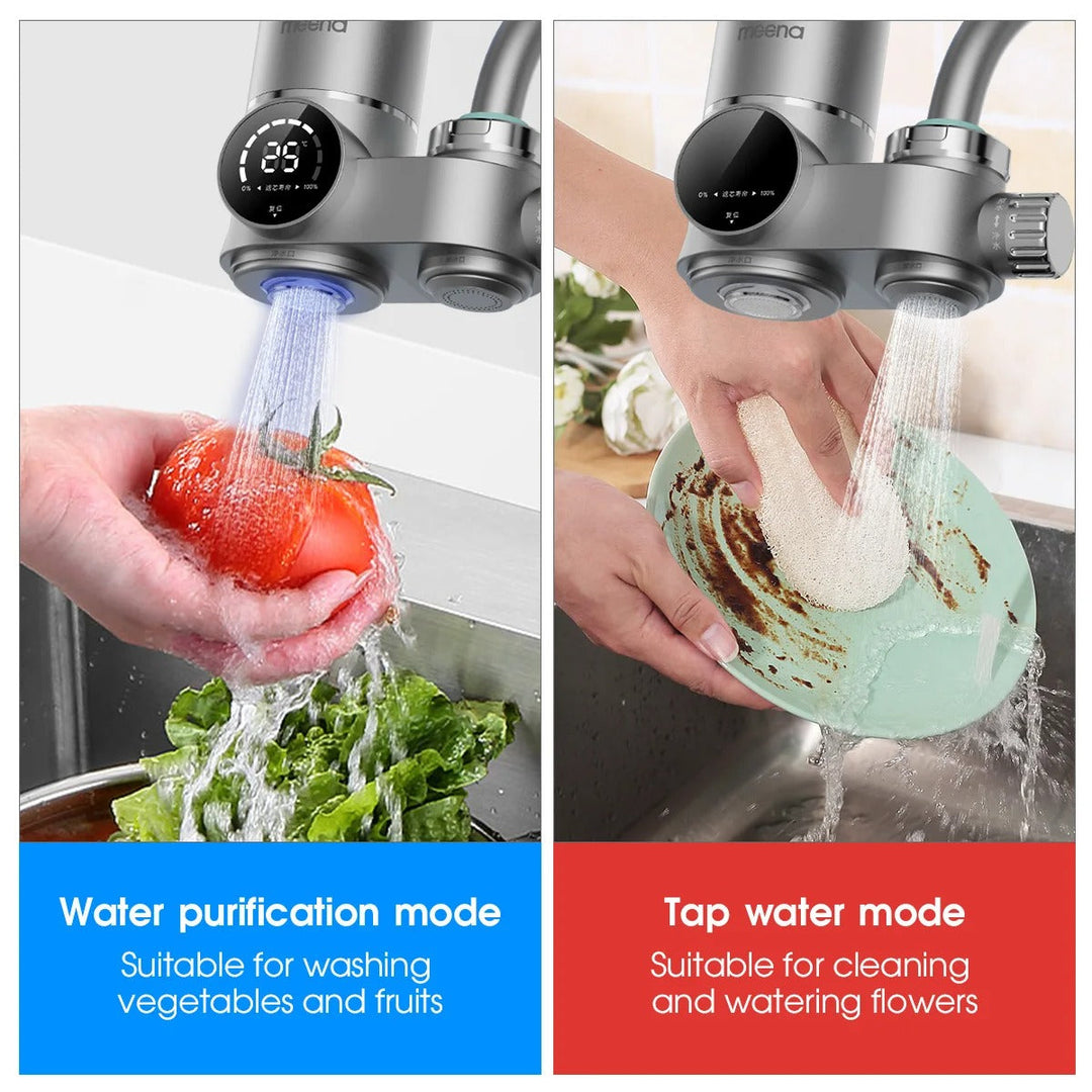 Filtro de agua compacto para grifo. Diseño moderno, agua saludable directamente de tu fregadero.