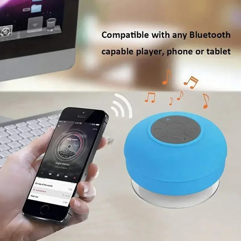 Altavoz portátil Bluetooth para ducha, impermeable con luz LED. Música nítida en el baño o exterior.