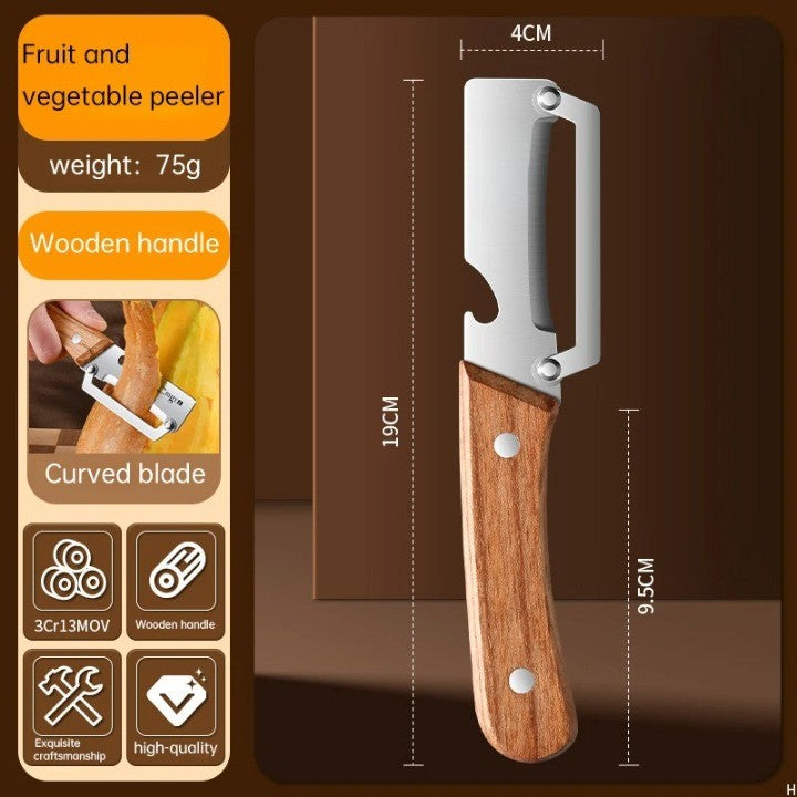 Utensilio de cocina ergonómico para chef: pelador de verduras multicuchilla de acero inoxidable para preparación de frutas.