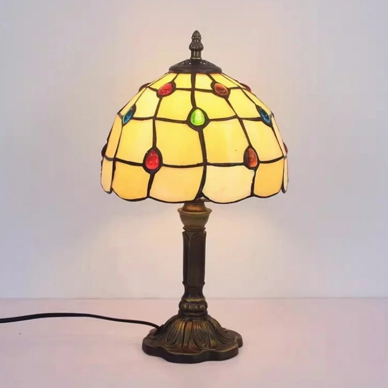 Iluminación retro: lámpara de mesa LED estilo vintage Tiffany E27. Decora tu hogar con diseño clásico.