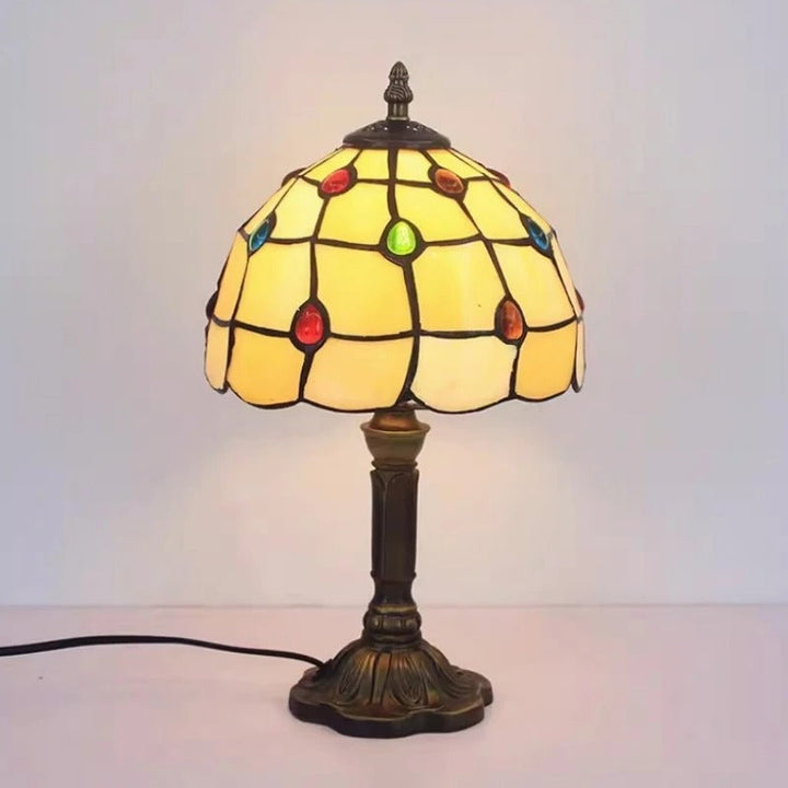 Iluminación retro: lámpara de mesa LED estilo vintage Tiffany E27. Decora tu hogar con diseño clásico.