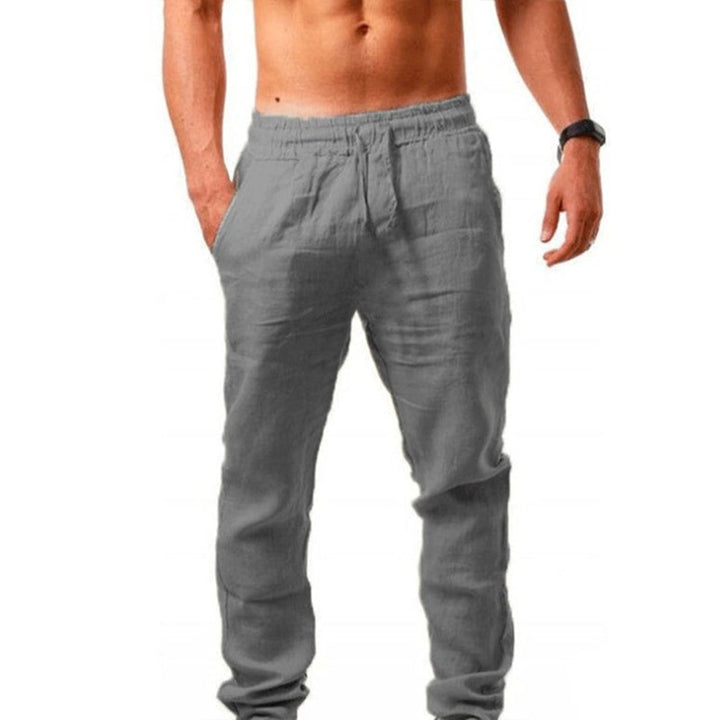 Pantalones de lino para hombre, estilo relajado. Ropa masculina casual y transpirable, ideal para el verano.