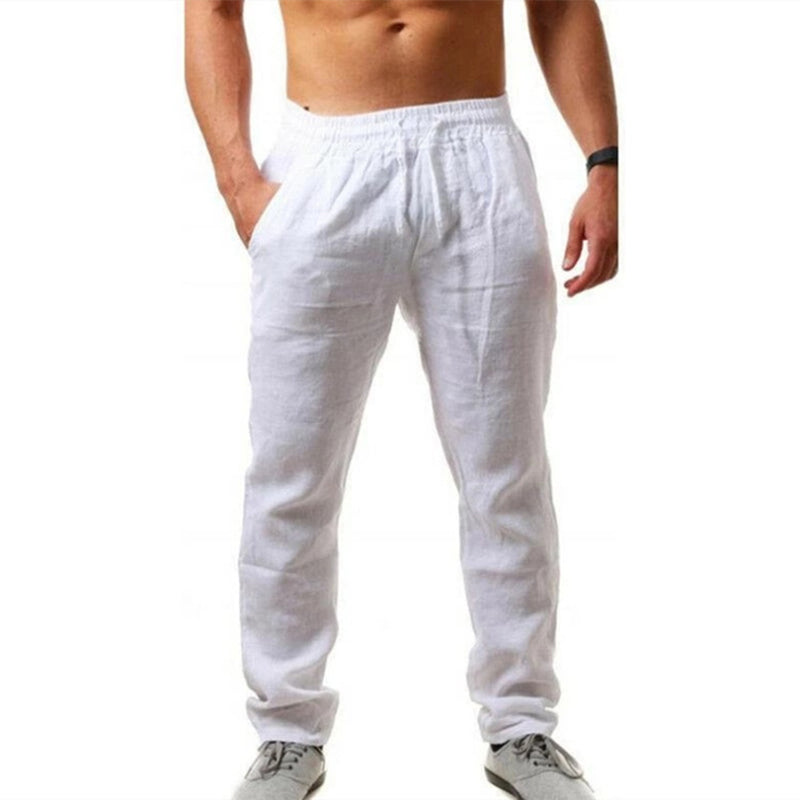 Pantalones de lino casuales y versátiles para hombre. Ideales para cualquier ocasión de verano, transpirables.