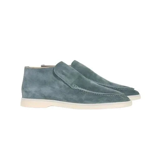 Vista superior de zapatos de ante para hombre, diseño clásico y elegante, perfecto para un calzado versátil.