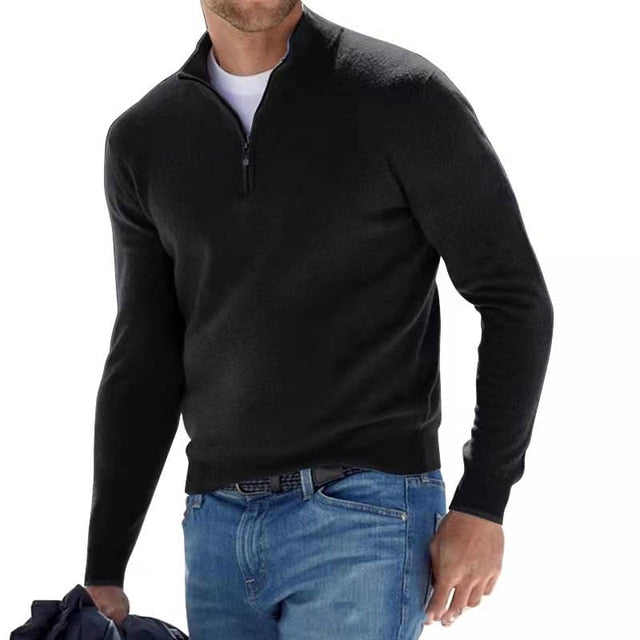 Suéter de hombre en mezcla algodón poliéster, corte regular y manga larga, ideal para ropa de invierno casual.