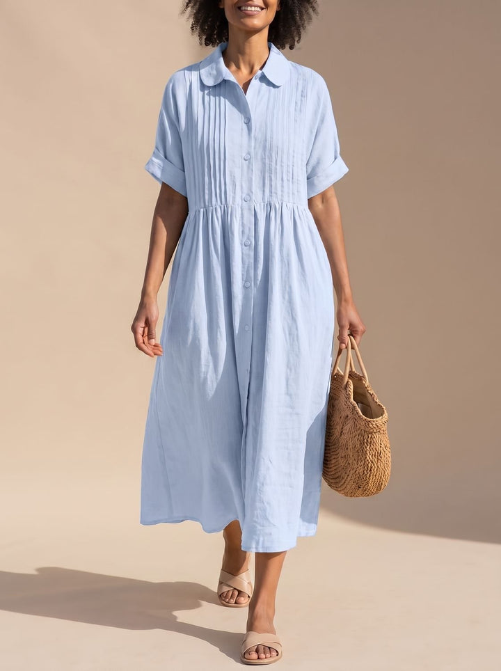 Vestido midi de algodón para mujer, ideal para días de playa, look casual y fresco en verano.