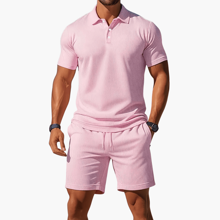 Polo y pantalón corto para hombre, conjunto casual para el verano, ropa cómoda y práctica.