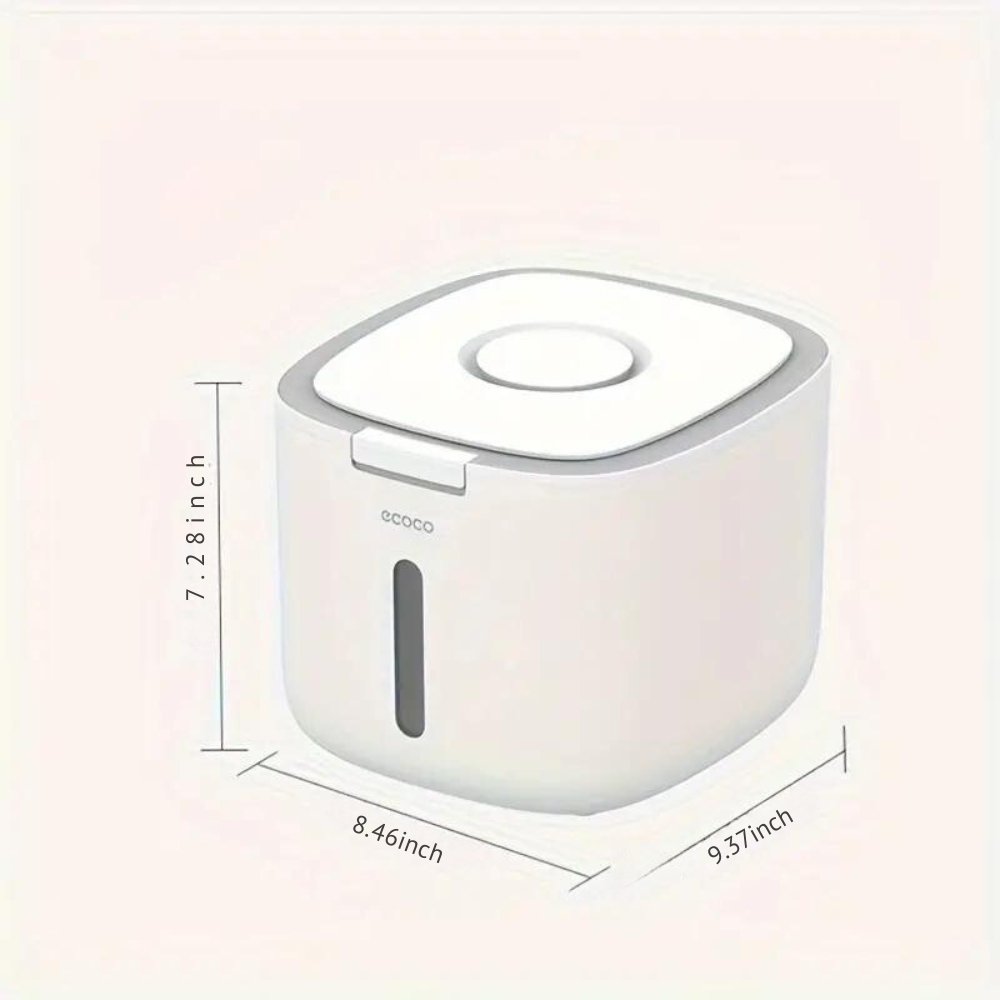 Dispensador de comida hermético para mascotas, ideal para porciones controladas de alimento para perros y gatos.