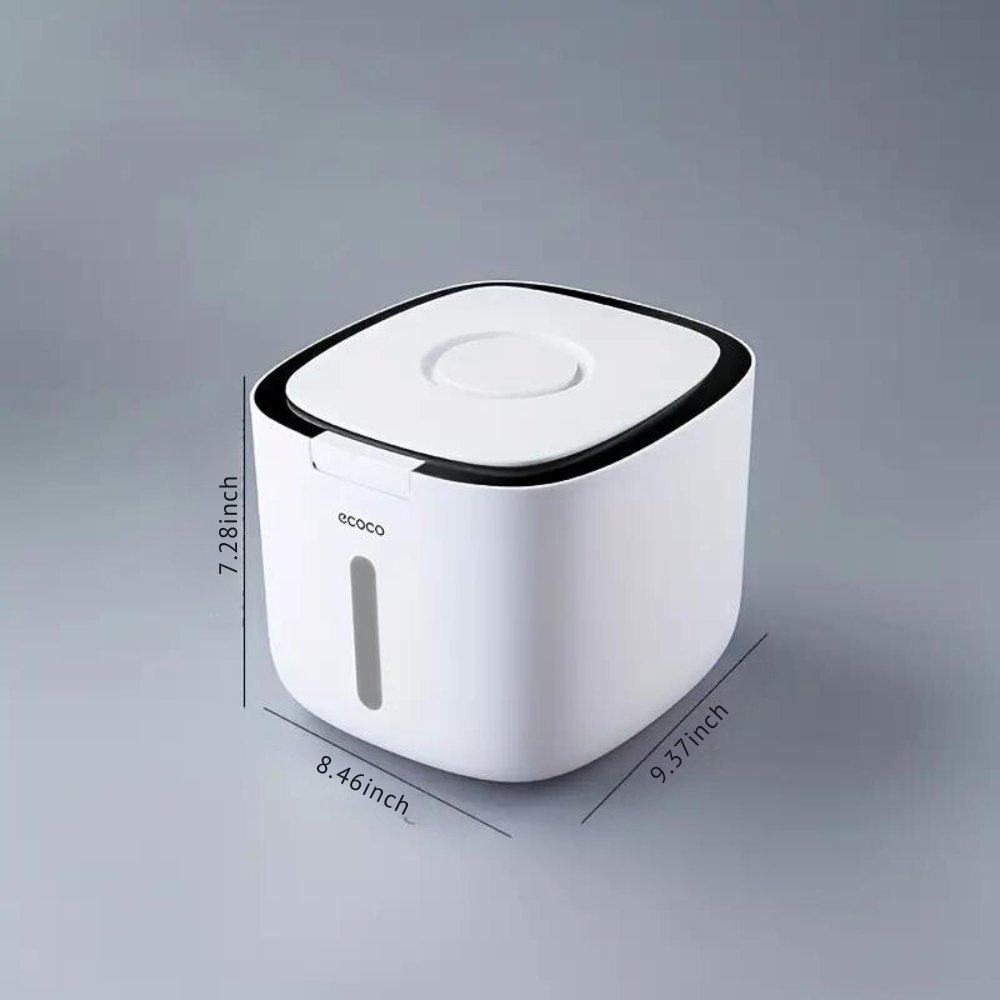 Robusto contenedor de almacenamiento hermético para comida de perros y gatos. Cocina organizada, alimento fresco.