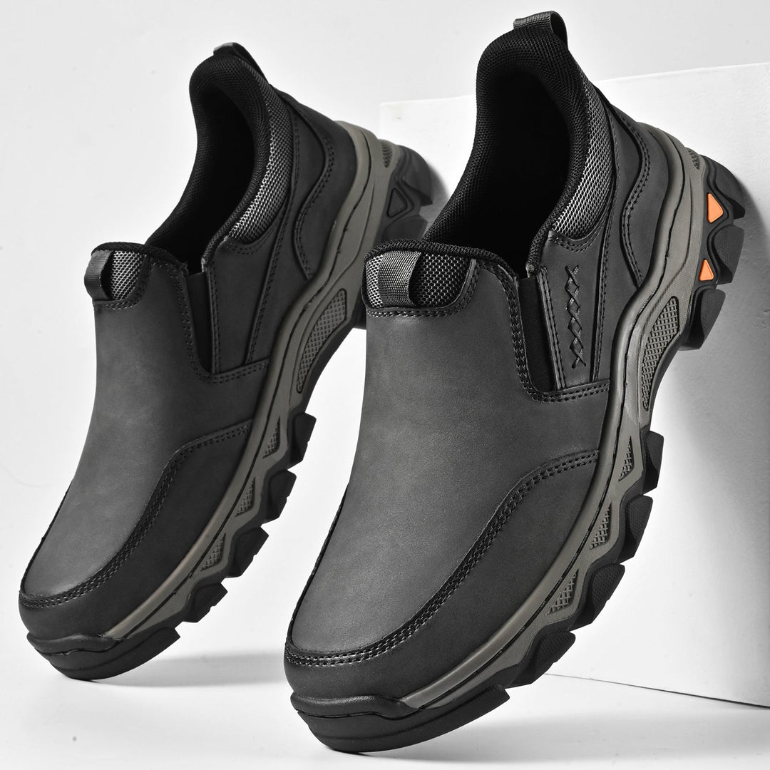 Alivio para pies con zapatos ortopédicos sin cordones para hombre, soporte ergonómico, suela antideslizante, comodidad.