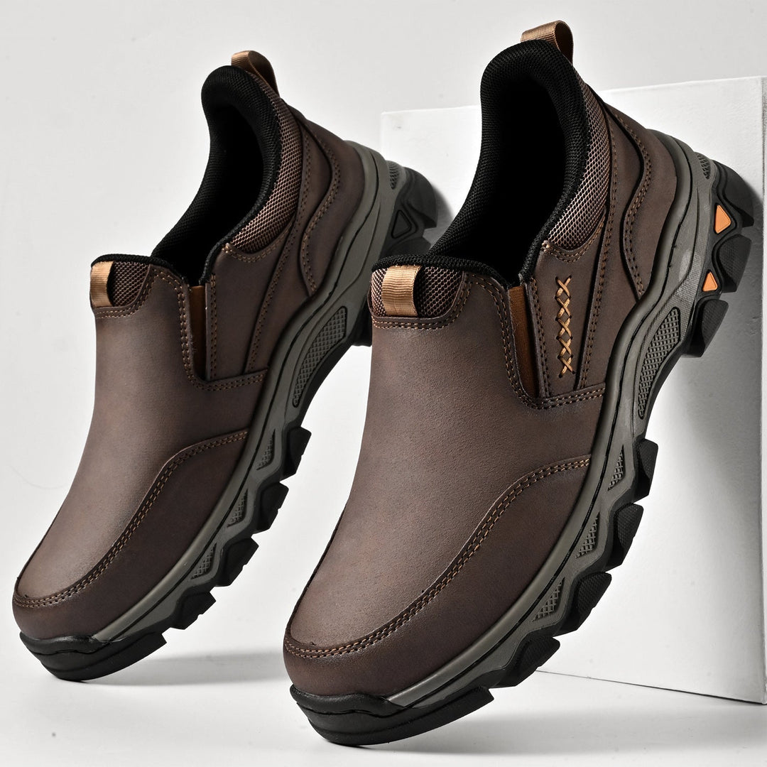 Zapatos de hombre antideslizantes, sin cordones, con soporte de arco para caminar, brindan confort ortopédico.