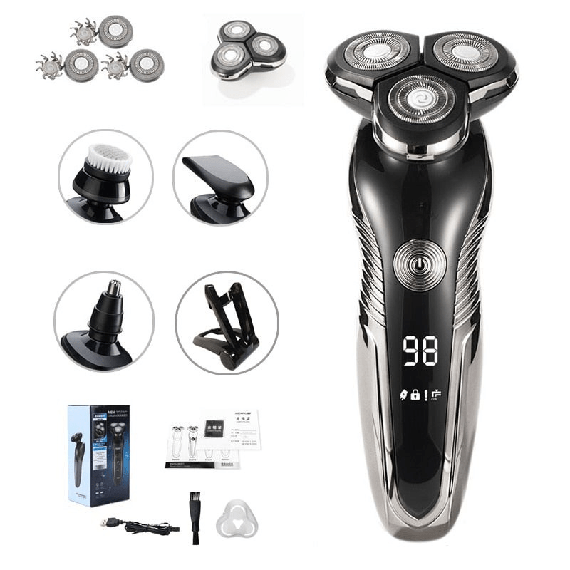 Afeitadora eléctrica de precisión para hombre, permite afeitado en húmedo o seco, fácil de usar y limpiar.